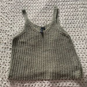 Muted green crochet top